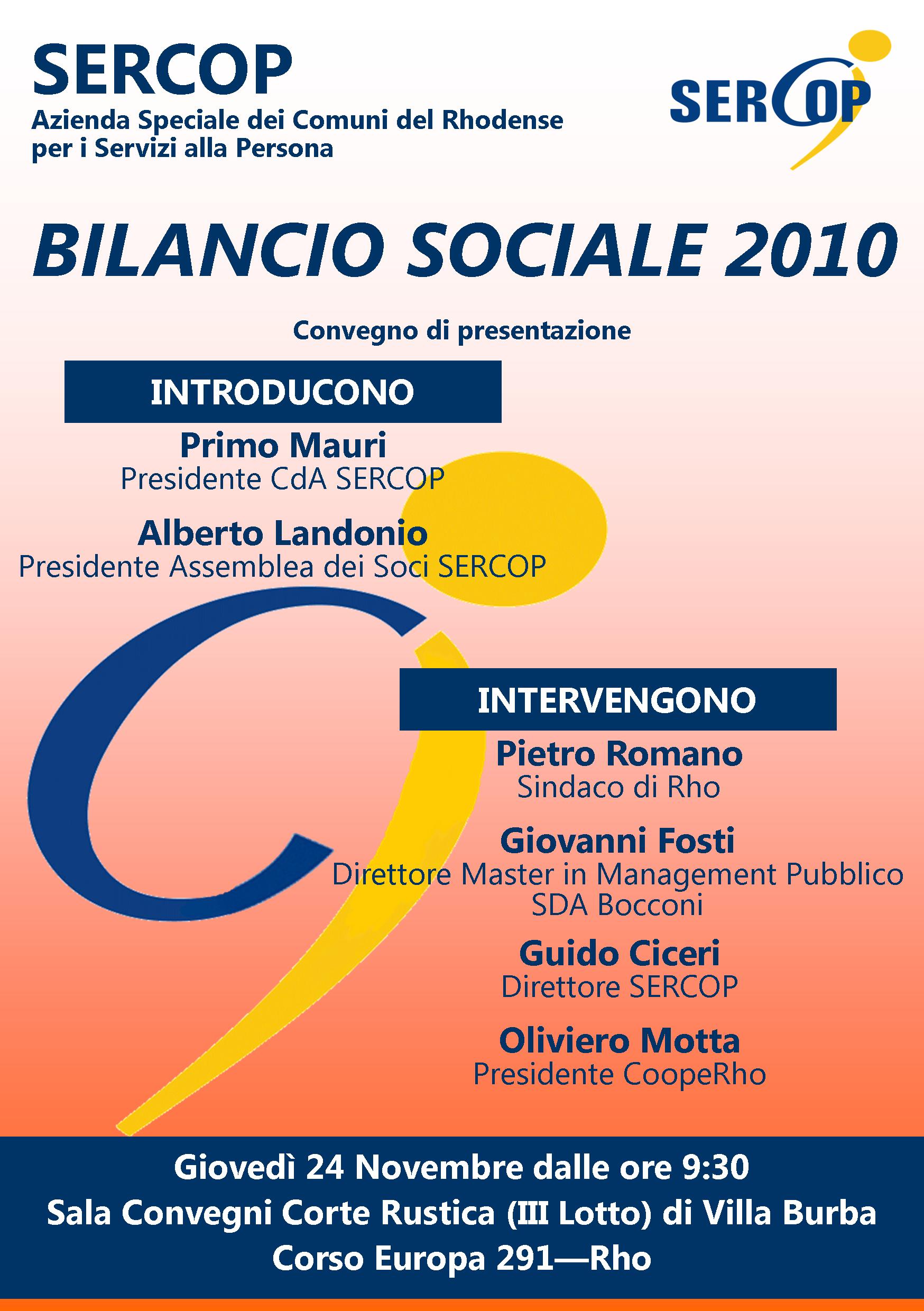 presentazione bilancio sociale 2010 - depliant